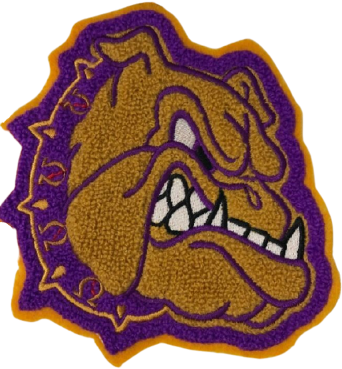 Chenille Omega bulldog patch